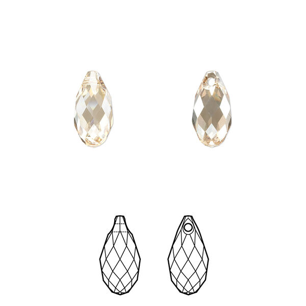 Briolette 24pk crystal golden shadow, Crystal Passions® 11x5.5mm pendant drop 6010 image number 0