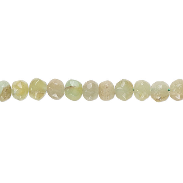 Green chalcedony 1pkg1, hand-cut faceted pebble bead 14 inch small image number 0