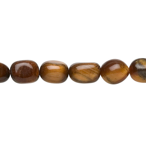 Tigereye 1pkg1, tumbled pebble bead natural 15.5-16 inch medium image number 0