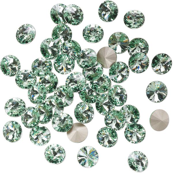 Chaton 144pk chrysolite foil back, Preciosa MAXIMA Czech crystal rhinestone 12mm rivoli image number 0