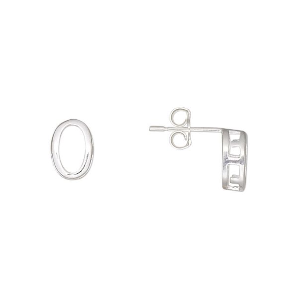 Earstud 1pkg2 sterling silver, 8x6mm oval / 7x5mm oval 4-prong setting, 1 pair image number 0