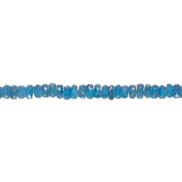 Blue apatite 1pkg1, hand-cut faceted rondelle bead natural dark 14 inch 3x1mm-4x2mm image number 0