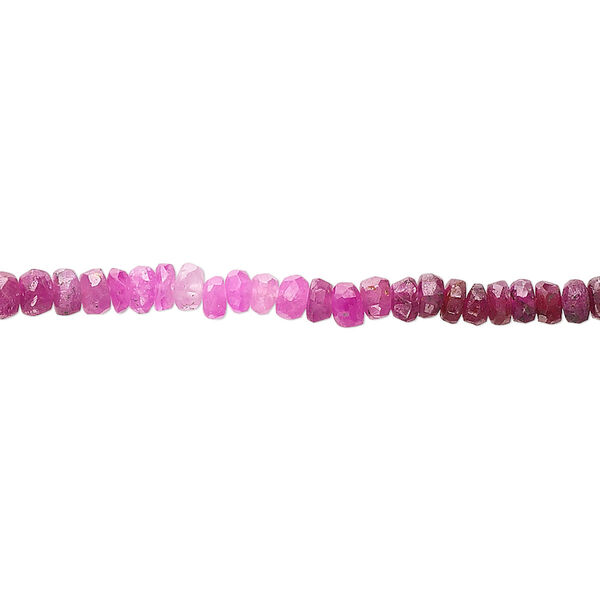 Ruby 1pkg1, hand-cut faceted rondelle bead 15.5-16 inch 3x1mm-4x3mm image number 0
