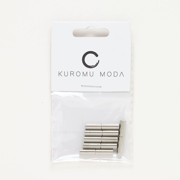 Clasp, pop-style, stainless steel, 21x4mm glue-in round tube, 3mm inner diameter. Sold per pkg of 6. image number 0