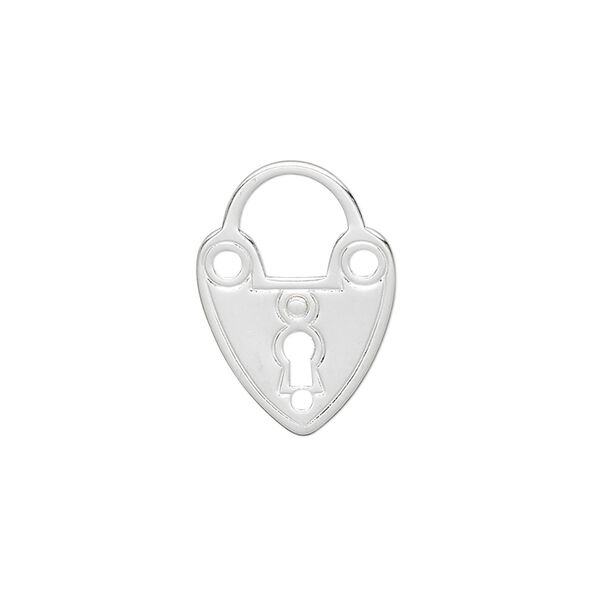 Charm, silver-plated "pewter" (zinc-based alloy), 21x15mm double-sided lock. Sold per pkg of 10. image number 0