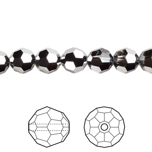 Bead 12pk crystal light chrome, Crystal Passions® 8mm round 5000 image number 0