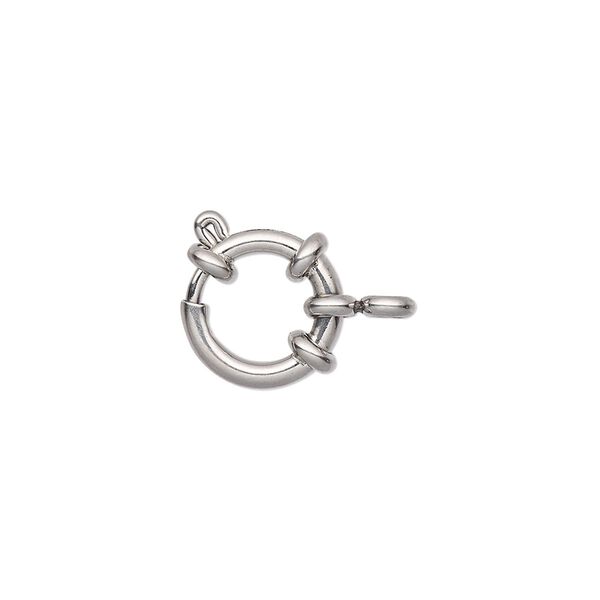 Clasp, springring, stainless steel, 13mm with nautical design. Sold individually. image number 0