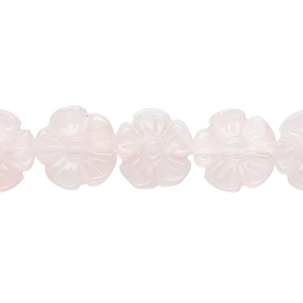 Rose quartz 1pkg1, hand-cut carved flower bead natural 15.5-16 inch 12mm image number 0