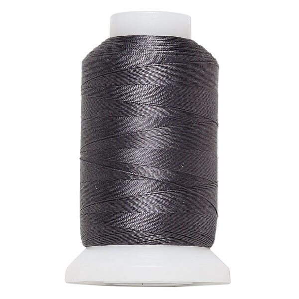 Thread, Purely Silk™, dark grey, size O. Sold per 600-yard spool. image number 0