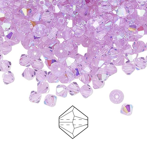 Bead 720pk violet AB, Preciosa Czech crystal 4mm bicone image number 0
