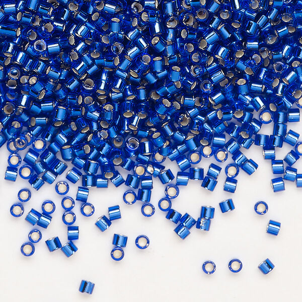 Seed bead, Delica®, glass, pkg/50g, #10 round, transparent silver-lined cobalt (DBM-0047). image number 0