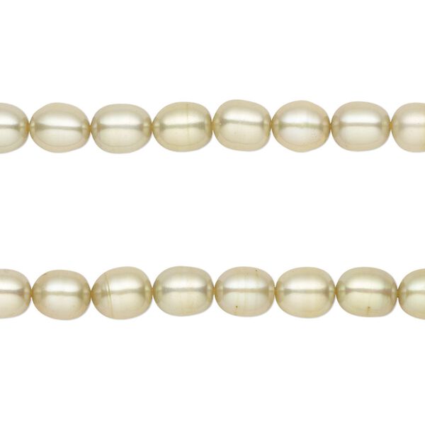 Pearl, cultured freshwater (dyed), khaki, 5-6mm rice, C grade, Mohs hardness 2-1/2 to 4. Sold per pkg of (2) 15" to 16" strands. image number 0