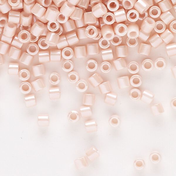 Seed bead, Delica®, glass, pkg/250g, #8 round, opaque glazed luster light salmon (DBL-1533-1). image number 0