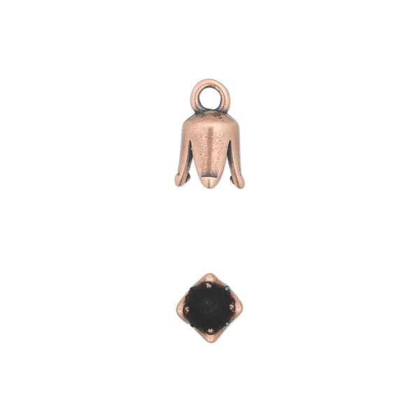 Cord end, JBB Findings, antique copper-plated pewter (tin-based alloy), 8.5x6mm cone, 4mm inside diameter. Sold per pkg of 2. image number 0