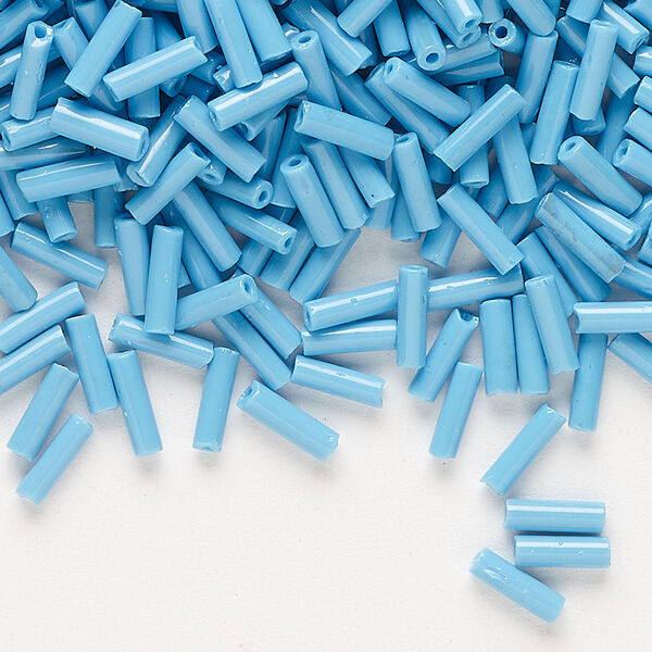 Bead, Preciosa Ornela Czech glass, bugle bead, pkg/500g, #3, opaque turquoise, (63050). image number 0