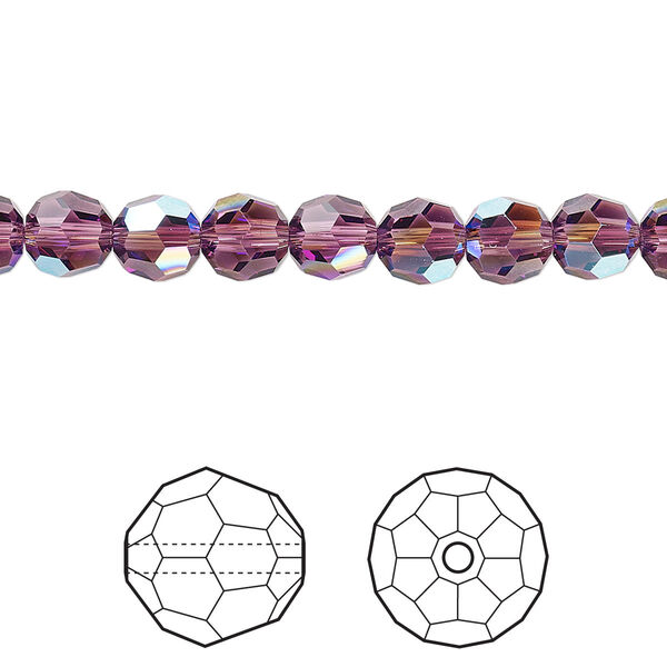 Bead 360pk amethyst shimmer, Swarovski® 6mm round 5000 image number 0