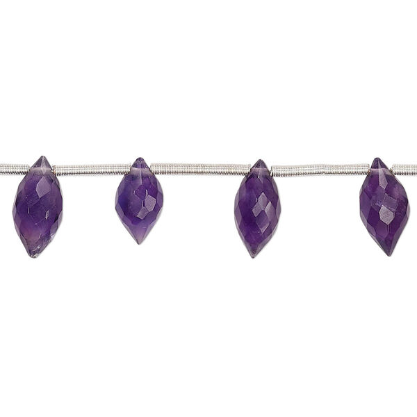 Amethyst 1pkg17, hand-cut top-drilled faceted marquise bead natural 9x5mm-13x6mm image number 0