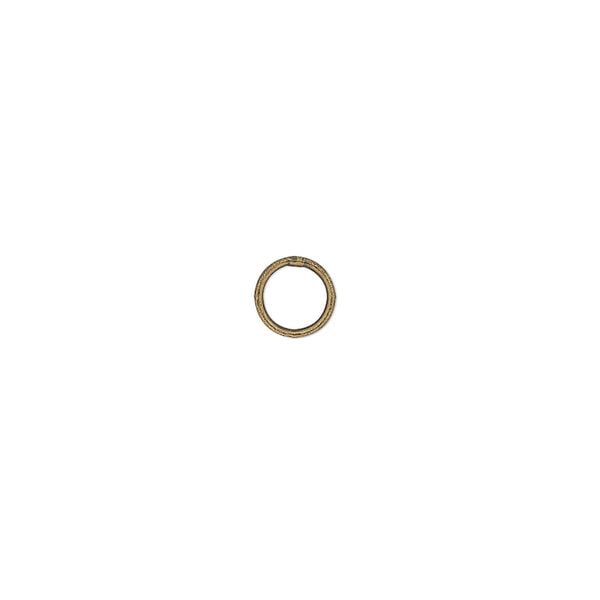 Jump ring, antique gold-plated brass, 6mm soldered round, 4.5mm inside diameter, 20 gauge. Sold per pkg of 100. image number 0