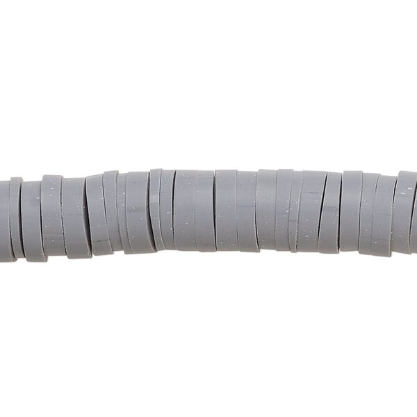 Bead, polymer clay, opaque light grey, 8x2mm heishi. Sold per pkg of (2) 15-1/2" to 16" strands. image number 0