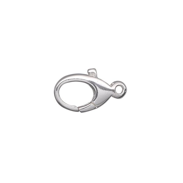 Clasp, lobster claw, sterling silver, 13x9mm with loop. Sold individually. image number 0