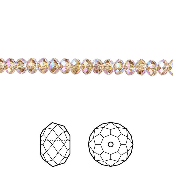 Bead 144pk light Colorado topaz shimmer 2X, Crystal Passions® 4x3mm rondelle 5040 image number 0