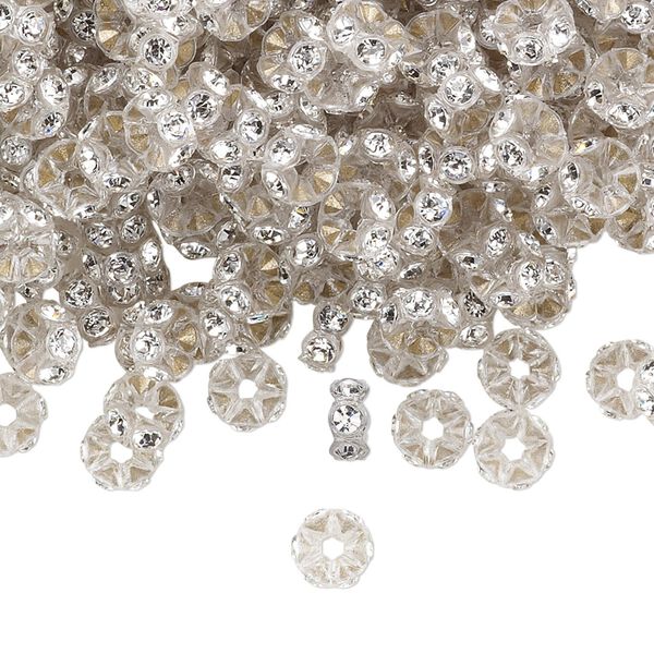 Bead 12pk clear and crystal foil back, Crystal Passions® 5x2.5mm mini rondelle 4720/101 image number 0