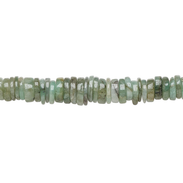 Emerald 1pkg1, hand-cut rondelle bead 8 inch 4x1mm-6x2mm image number 0