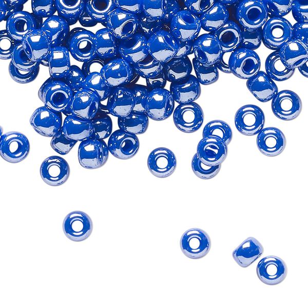 Seed bead, Miyuki, glass, pkg/25g, #6 rocaille, opaque luster cyan blue, (RR-432). image number 0