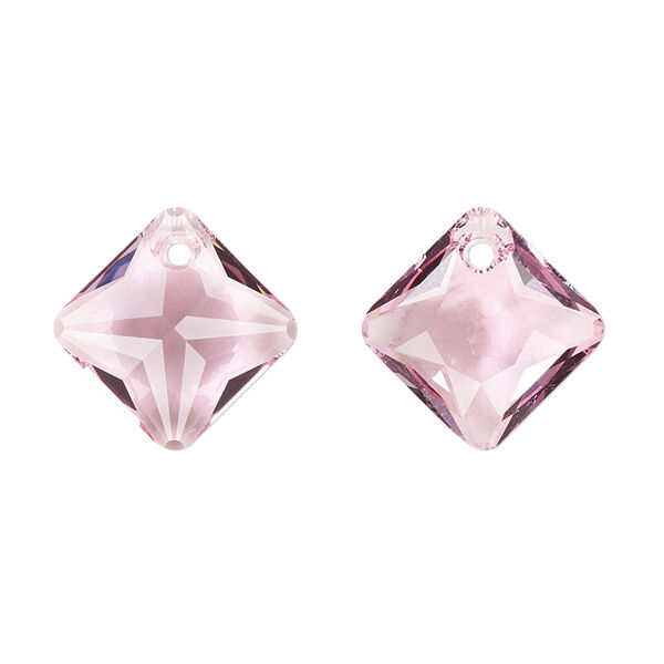 Drop 1pk light rose, Crystal Passions® 16mm pendant princess cut 6431 image number 0