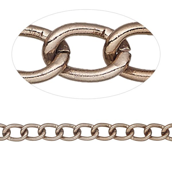 Chain, anodized aluminum, bronze, 5mm curb. Sold per pkg of 25 feet. image number 0