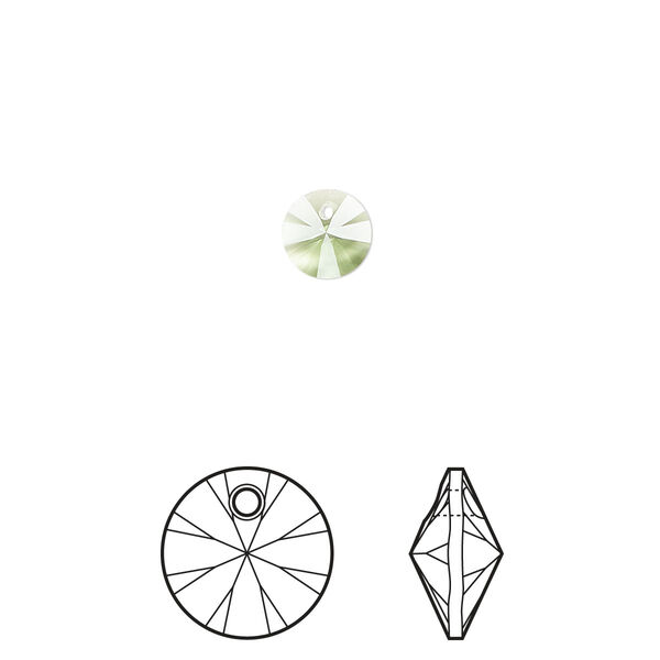 Drop 12pk peridot, Crystal Passions® Regenerated 6mm pendant mini disk 6428 image number 0