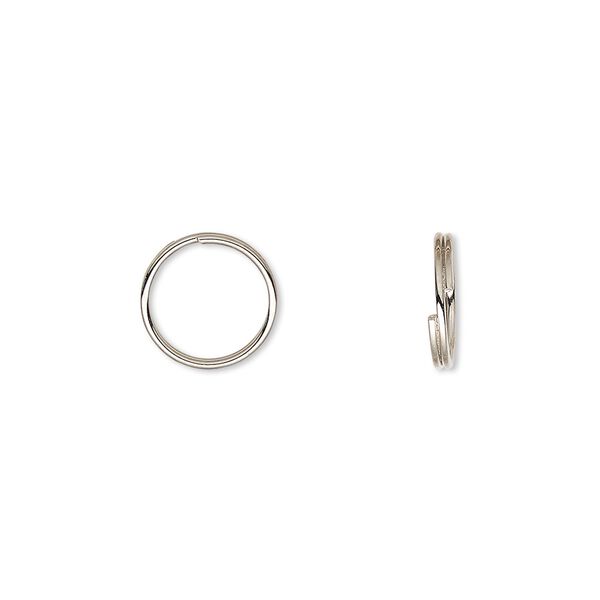 Split ring, imitation nickel-finished steel, 10mm round with 8.5mm inside diameter. Sold per pkg of 100. image number 0