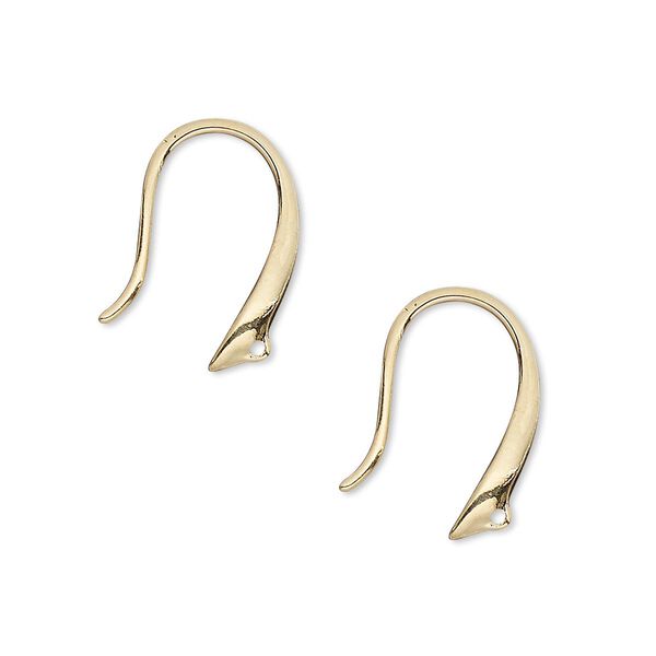Ear wire, gold-plated brass, 17mm fancy fishhook with closed loop, 20 gauge. Sold per pkg of 5 pairs. image number 0