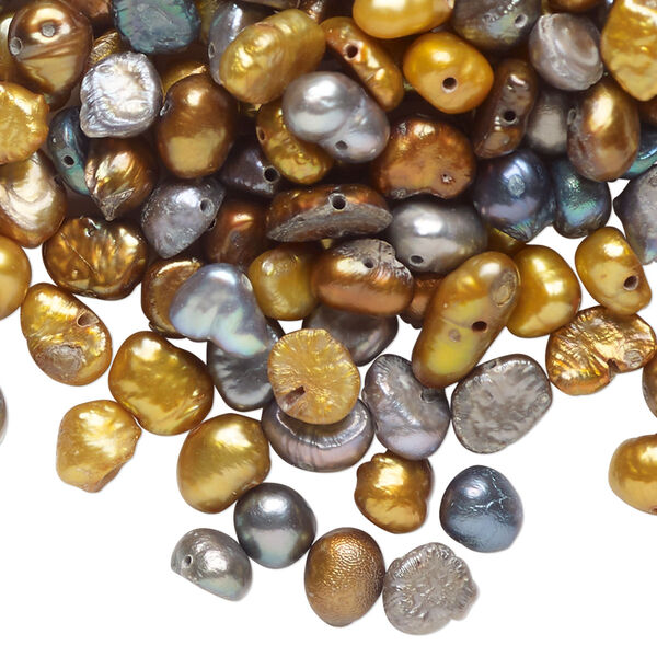 Pearl mix, cultured freshwater pearl (dyed), pkg/1 ounce, mixed colors, 5x4-7x5mm flat-sided potato. image number 0