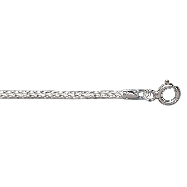 Chain, sterling silver, 2mm round foxtail, 24 inches. Sold individually. image number 0