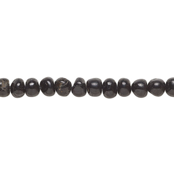 Black tourmaline 1pkg1, hand-cut pebble bead natural 14 inch small image number 0