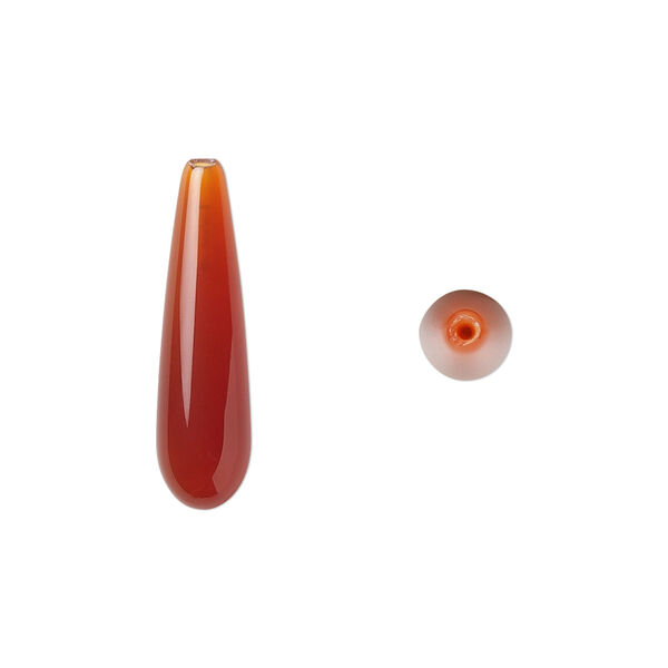 Carnelian 1pkg2, half-drilled teardrop bead 22x6mm image number 0