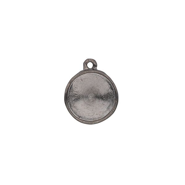 Drop, Almost Instant Jewelry®, gunmetal-plated pewter (tin-based alloy), 14mm round with 12mm rivoli setting. Sold individually. image number 0