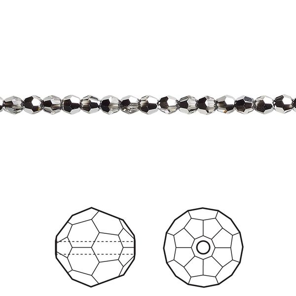 Bead 12pk crystal light chrome, Crystal Passions® 3mm round 5000 image number 0