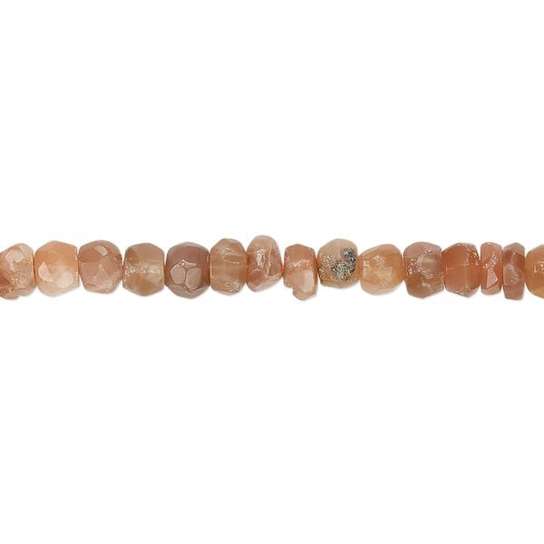 Peach moonstone 1pkg1, hand-faceted pebble bead natural 12 inch small image number 0