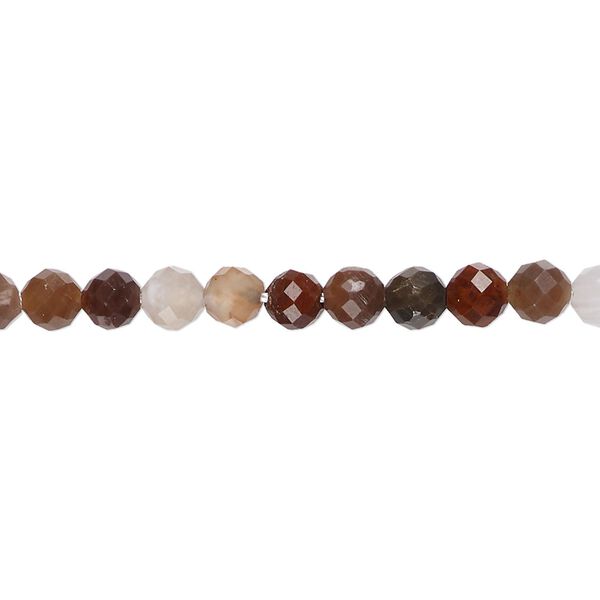 Petrified wood 1pkg1, faceted round bead natural 15.5-16 inch 4mm image number 0