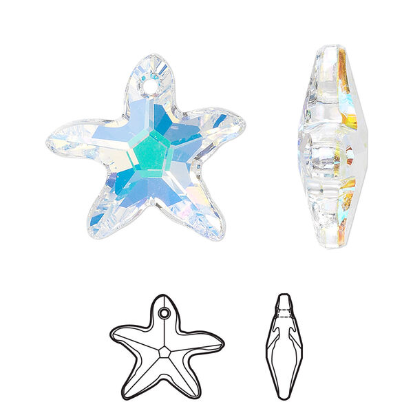 Drop 30pk crystal AB, Swarovski® 21x20mm pendant starfish 6721 image number 0