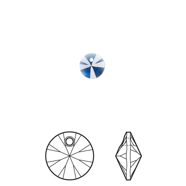 Drop 12pk dark sapphire, Crystal Passions® Regenerated 6mm pendant mini disk 6428 image number 0