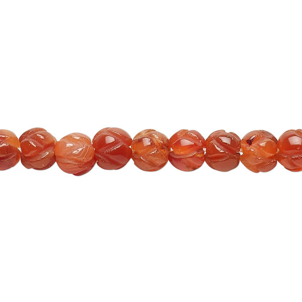 Carnelian 1pkg1, hand-cut carved flower bead 15.5-16 inch 7x6mm-7x8mm image number 0