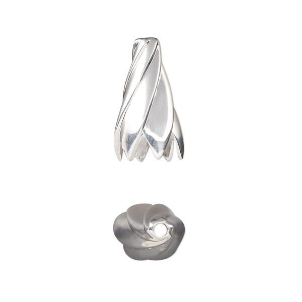 Cone, sterling silver, 17x10mm flower, 6mm inside diameter. Sold individually. image number 0