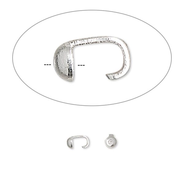 Bead tip, silver-plated brass, 5x3mm with open loop. Sold per pkg of 100. image number 0