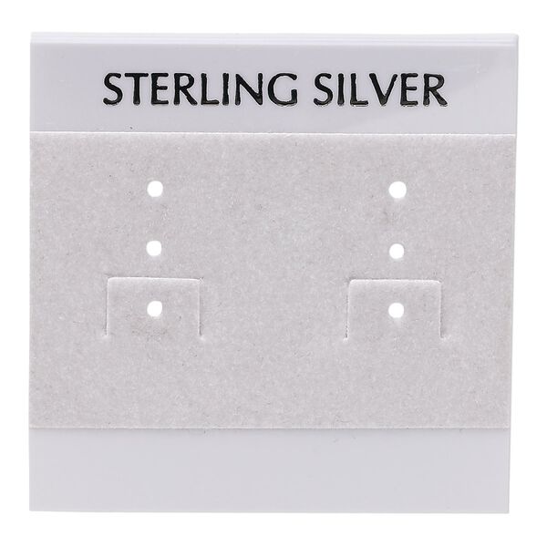Earring card, flocked plastic, grey and black, 2x2-inch square with "STERLING SILVER." Sold per pkg of 100. image number 0