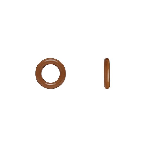 Component, Oh! Ring™, silicone, chocolate brown, 10mm round with 6mm hole. Sold per pkg of 300. image number 0