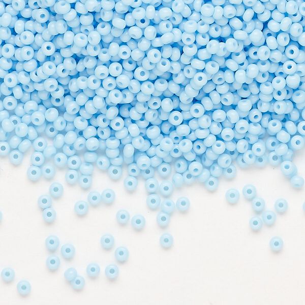 Seed bead, Preciosa Ornela Czech glass, pkg/50g, #11 rocaille, opaque light turquoise, (63000). image number 0