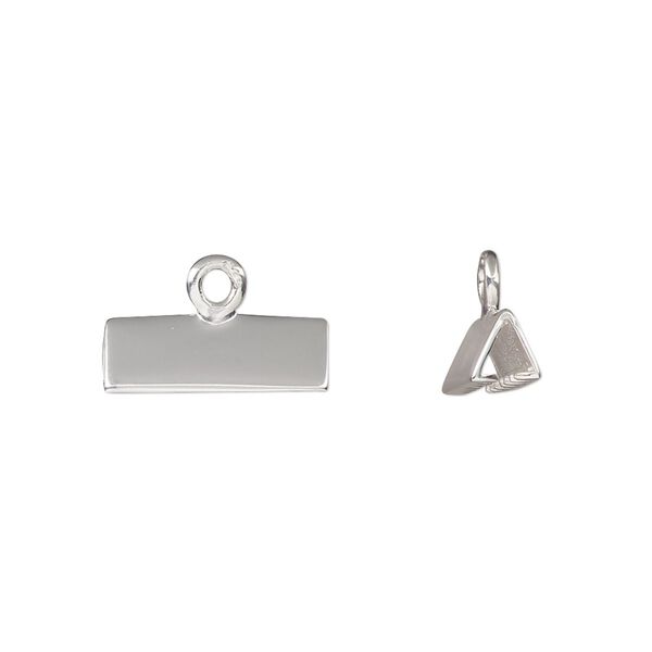 Ribbon crimp end, sterling silver, 15x5mm rectangle. Sold individually. image number 0